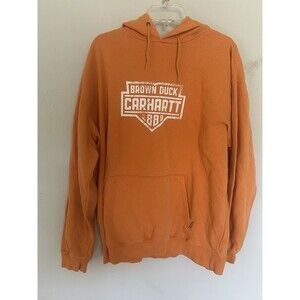Carhartt Men’s Orange Brown Duck Hoodie Size XL Casual Everyday Retro